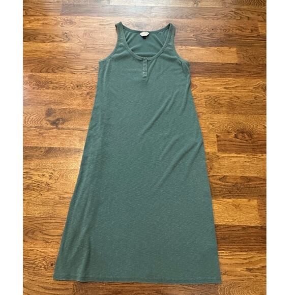 Universal Thread Women's Green Ribbed Henley Tank Dress XL Minimalist Style - Picture 1 of 7